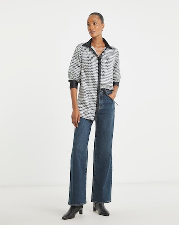 Printed Satin Long Sleeve Shirt