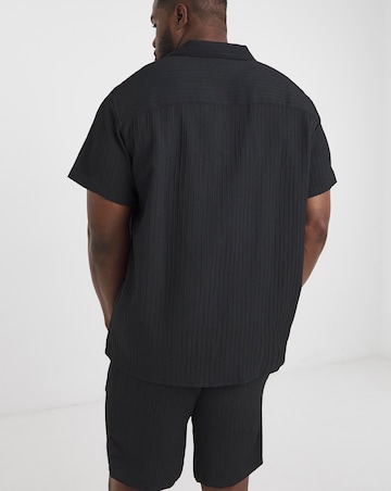 Jack & Jones Textured Shirt & Short Set - Black