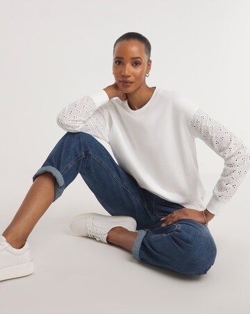 Broderie Long Sleeve Crew Neck Sweatshirt