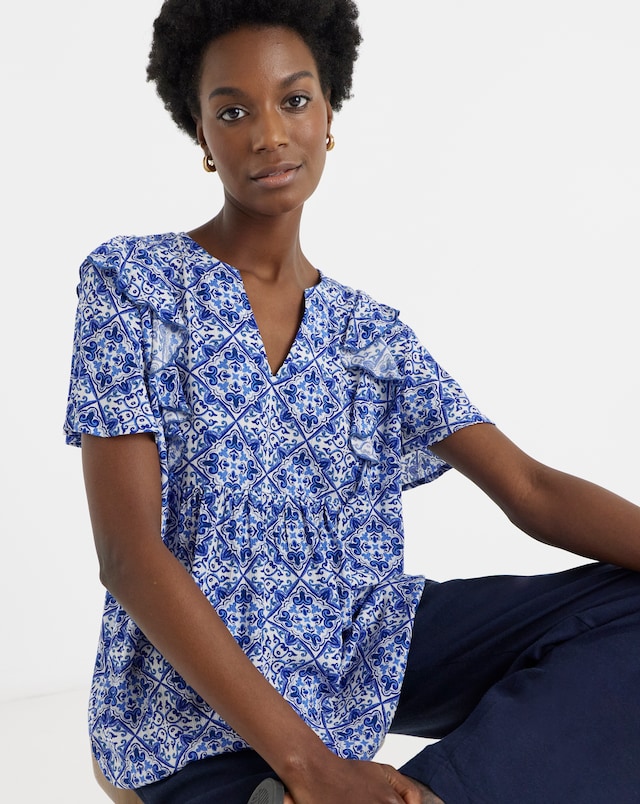 Frill Detail Angel Sleeve Top