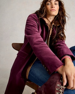 White Stuff Karla Velvet Coat