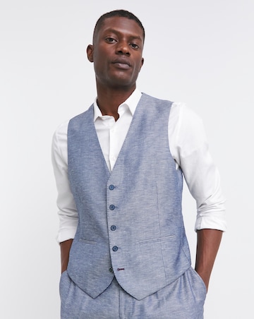 Navy Cotton Linen Waistcoat
