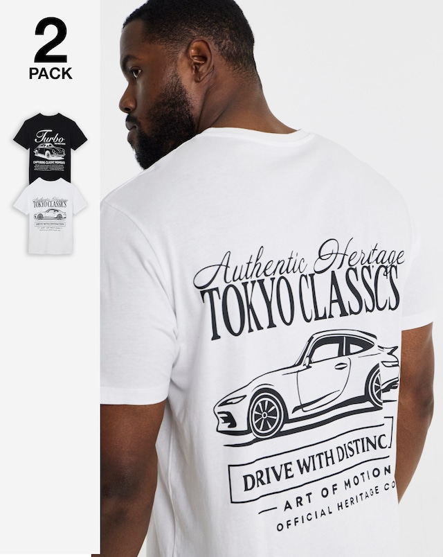 JACK & JONES Motion Crew Neck T-Shirt 2 Pack