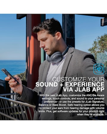 JLab JBuds Lux Active Noise Cancelling Over-Ear Headphones - Graphite