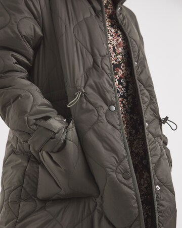 Khaki Longline Quilted Jacket