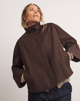 Anthology Chocolate Funnel Neck Short Trench Jacket