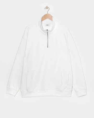 1/4 Zip Relaxed Fit Funnel Neck Sweat