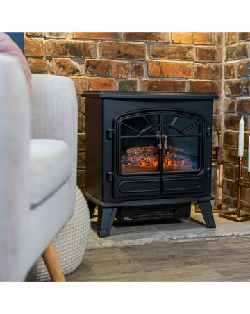 Russell Hobbs Black Double Door 1.85kW Electric Fire Stove