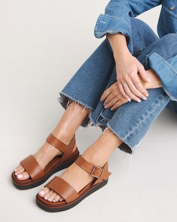 Tabitha Leather Bar Chunky Sandals - Extra Wide Fit (EEE)