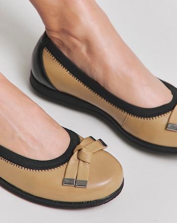 Heavenly Soles Mallory Elasticated Topline Ballerina Extra Wide EEE Fit