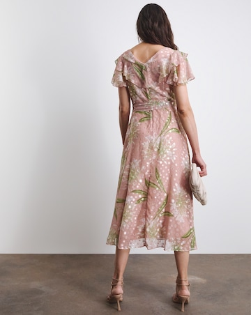 Joanna Hope Jacquard Frill Sleeve Printed Dress