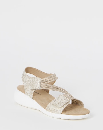 Cushion Walk Beige Printed Touch-Fasten Sandals - Wide Fit (E)