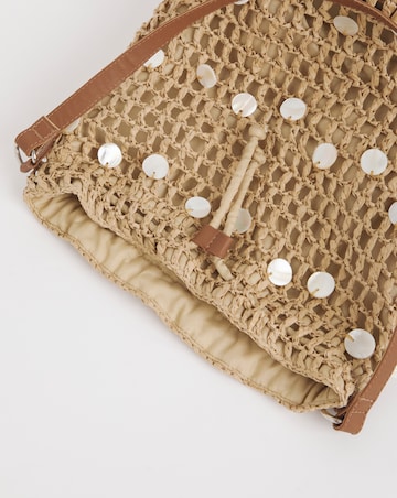 Raffia Mother of Pearl Detail Pouch Bag