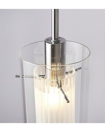 3 Light Chrome and Clear/Frosted Double Glass Shade Ceiling Bar Pendant