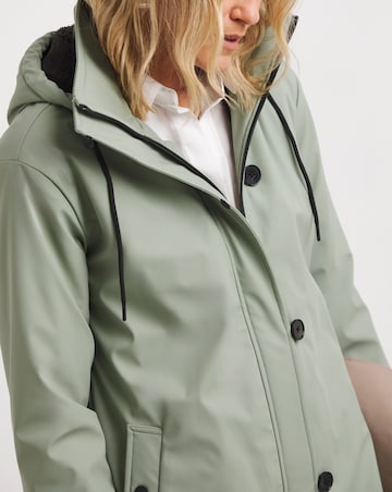 Green Fleece Lined Raincoat