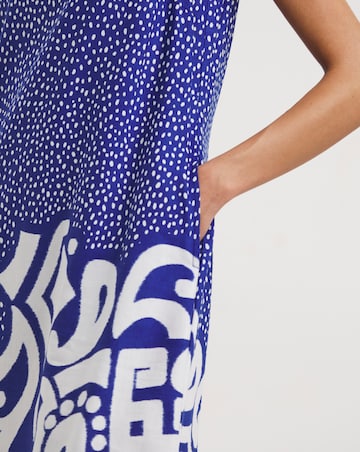 Border Print Linen Shift Dress