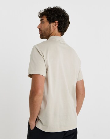 Folio Mercerised Supima Zip Polo-Stone