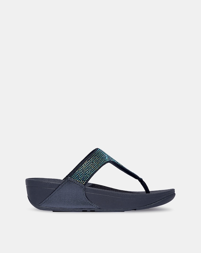 Fit Flop Lulu Crystal Toe-Post Sandals - Navy