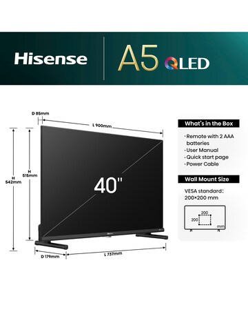 Hisense 40in 40A5NQTUK Smart Full HD HDR QLED Freeview TV