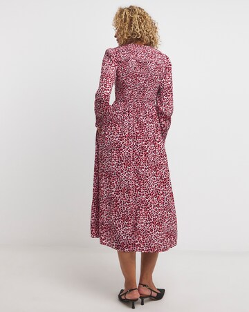 Whistles Abstract Cheetah Printed Shirred Dress