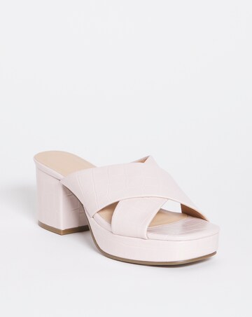 Beige Crossover Vamp Platform Mule E Fit