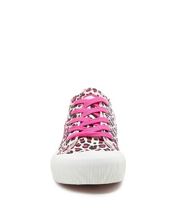 Rocket Dog Pink Leopard Jazzin Plus Lace Up Canvas Trainers