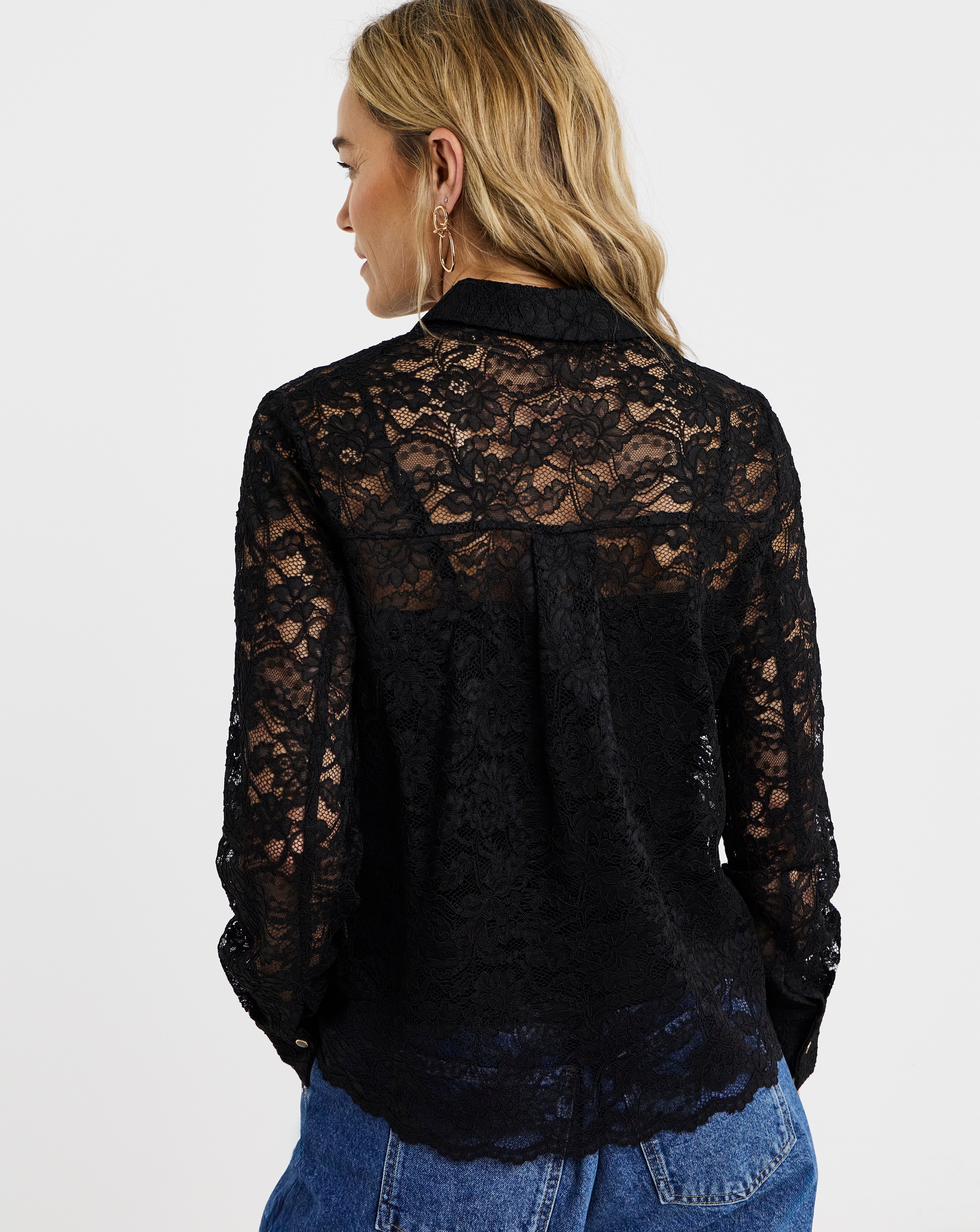 maison de Dolce. blossom cami ブラック Lace Scallop Hem Shirt | JD Williams