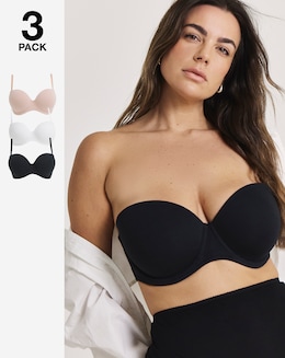Pretty Secrets (3 Pack) Cotton Multiway Wired Bras (B-F) Black/White/Blush