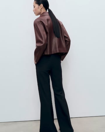 Mango Faux Leather Collared Jacket