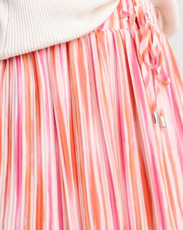 Pink Stripe Plisse Chiffon Midaxi Skirt