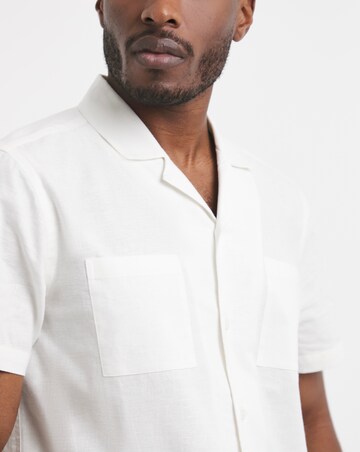 Short Sleeve Revere Collar Linen Shirt