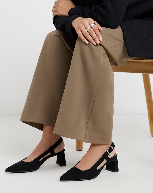 Cyrus Pointed Slingback Heeled Shoes - Wide Fit (E)