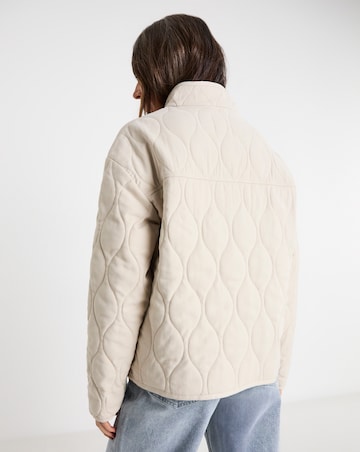 Neutral Washed Quilted Short Jacket