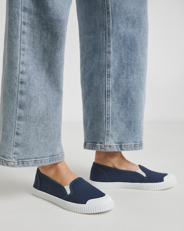 Simply Be Dalton Slip On Plimsole Trainers - Wide Fit (E)