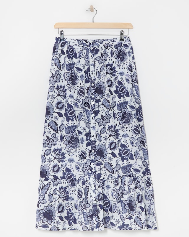 Anise Navy Print Tiered Co-Ord Maxi Skirt