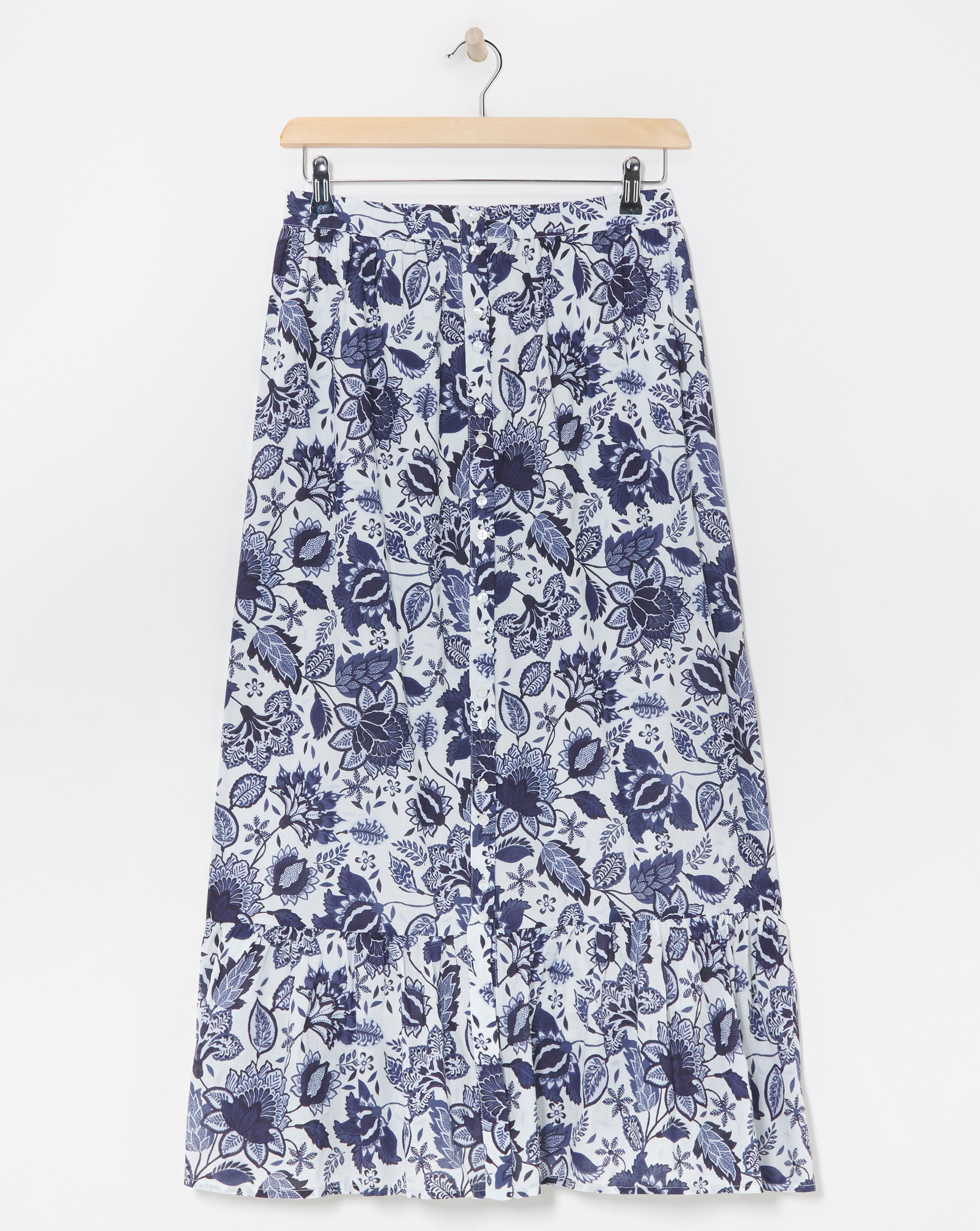 Anise Navy Print Tiered Co-Ord Maxi Skirt