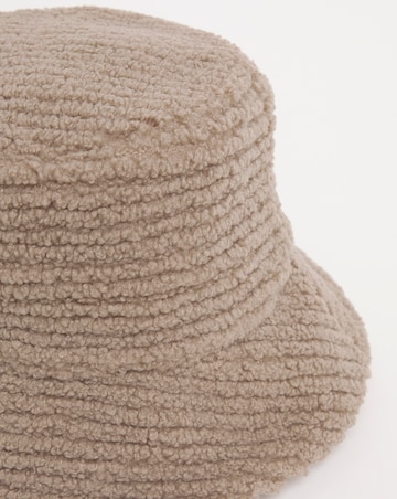 Beige Borg Bucket Hat