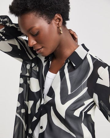 Printed Longline Chiffon Shirt