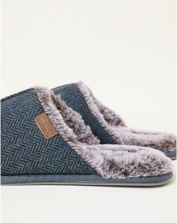 FatFace Harvey Check Mule Slipper - Blue