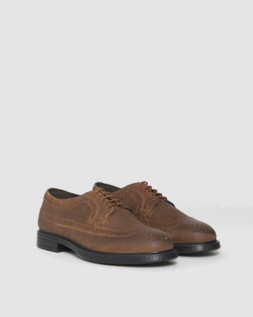 Brown Suede Brogue Smart Shoe Wide Fit