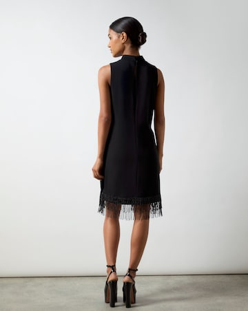 Ro&Zo Black Feather Trim Halter Dress