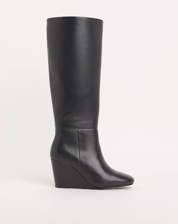 Jocelyn Leather Wedge Boots - Wide Fit (E) & Curvy Calf