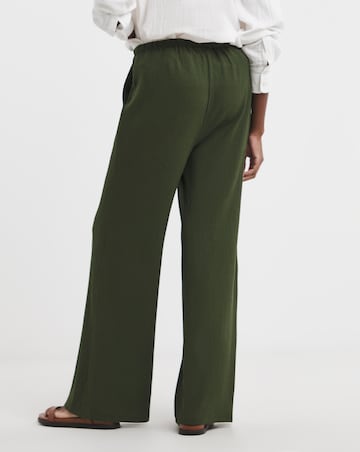 Crinkle Jersey Wide Leg Pull On Trouser