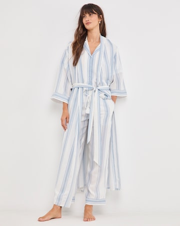 Stripe Linen Midi Dressing Gown