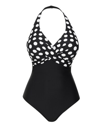 Figleaves Tailor Twist Underwired Halter Tummy Control Swimsuit - Longer Length