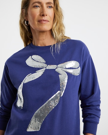 Placement Sequin Bow Sweatshirt
