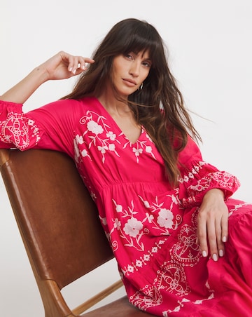 Pure Cotton Embroidered Smock Dress