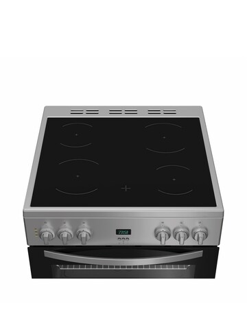 Indesit IDE6VDCS1 60cm Electric Double Cooker with Ceramic Hob - Silver