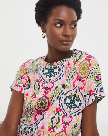 Pure Cotton Longline Short Sleeve Curved Hem Top