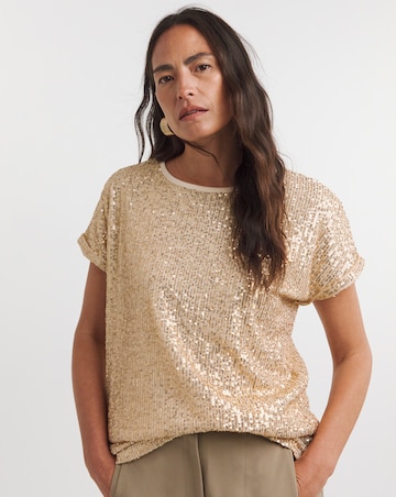 Gold Sequin Longline Top